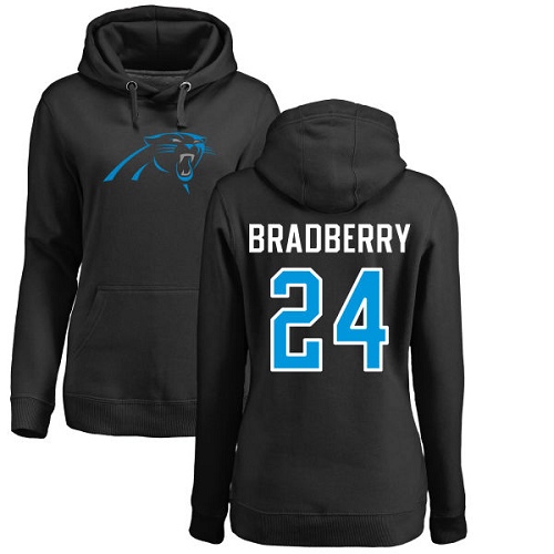 Carolina Panthers Black Women James Bradberry Name and Number Logo NFL Football 24 Pullover Hoodie Sweatshirts